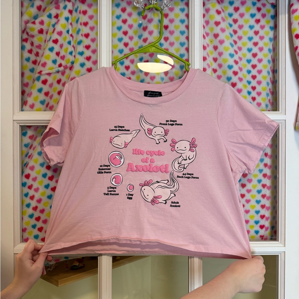 Sweet Society ‘Life cycle of an Axolotl’ Pink Cropped T-Shirt💓
